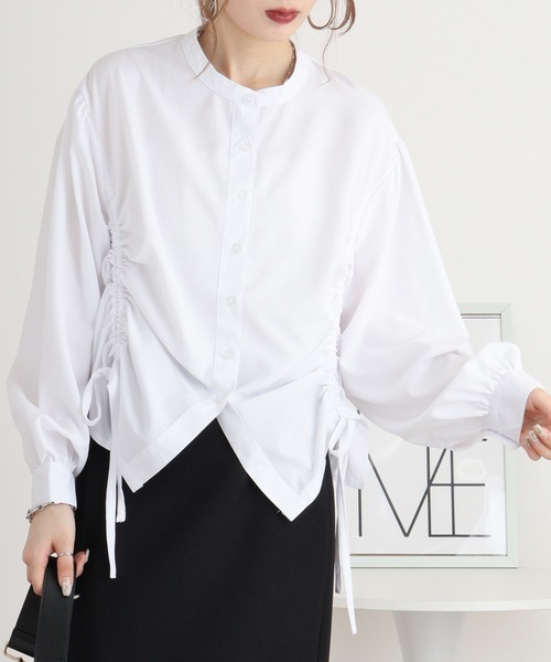 ブラウス シャツ ドロストシャーリングシャツ レディース LADYMADE ブラウス シャツ ドロストシャーリングシャツ
