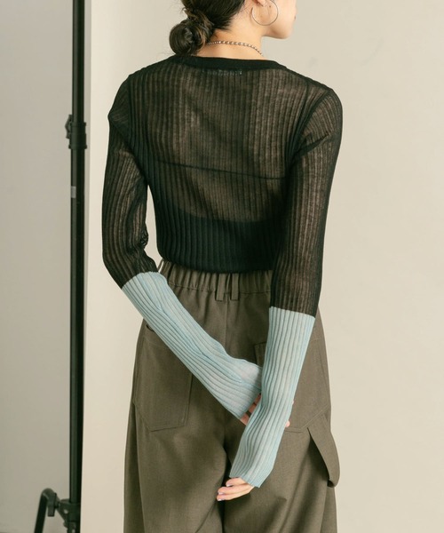 KBF(ケイビーエフ)の「バイカラーシアーリブニット(ニット/セーター・レディース・ブラック系その他/ピンク系その他/ベージュ系その他・ONE)」の12枚目の写真