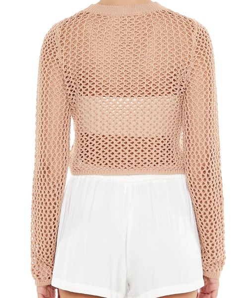 FOREVER 21(フォーエバー トゥエンティーワン)の「クロップドメッシュニットプルオーバー(ニット/セーター・レディース・ブラック/ベージュ・MEDIUM/LARGE)」の6枚目の写真