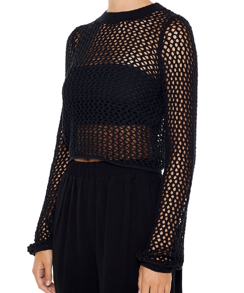 FOREVER 21(フォーエバー トゥエンティーワン)の「クロップドメッシュニットプルオーバー(ニット/セーター・レディース・ブラック/ベージュ・MEDIUM/LARGE)」の8枚目の写真