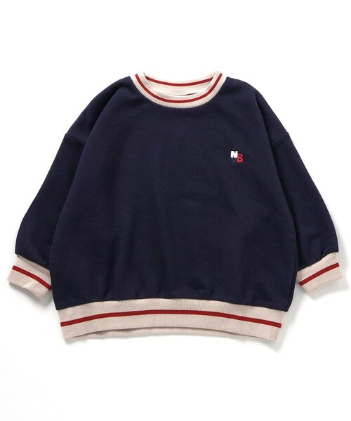 BREEZE（ブリーズ）の「リブボーダートレーナー（スウェット・キッズ・キナリ/オレンジ/イエロー/ネイビー/グリーン・150/140/130/120/110/100/90）」の3枚目の写真