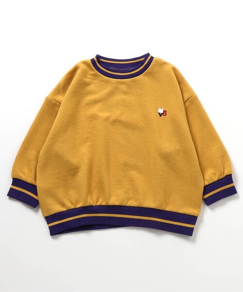 BREEZE（ブリーズ）の「リブボーダートレーナー（スウェット・キッズ・キナリ/オレンジ/イエロー/ネイビー/グリーン・150/140/130/120/110/100/90）」の4枚目の写真