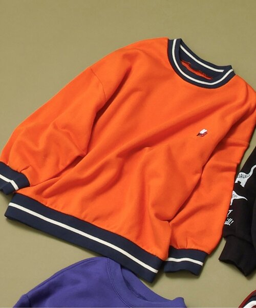 BREEZE（ブリーズ）の「リブボーダートレーナー（スウェット・キッズ・キナリ/オレンジ/イエロー/ネイビー/グリーン・150/140/130/120/110/100/90）」の5枚目の写真