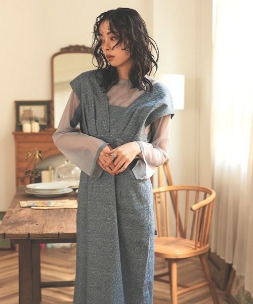 ANDRESD】V line jacquard dress ジャガードドレス 結婚式