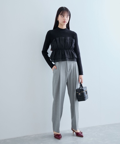 VIS（ビス）の「【美warm】ストレッチベルト付きハイウエストテーパードパンツ【アンチピリング/防シワ/洗える】（その他パンツ・レディース・ベージュ系その他/ブラウン系その他/チャコールグレー/ブラック系その他・SS/S/M/L）」の6枚目の写真