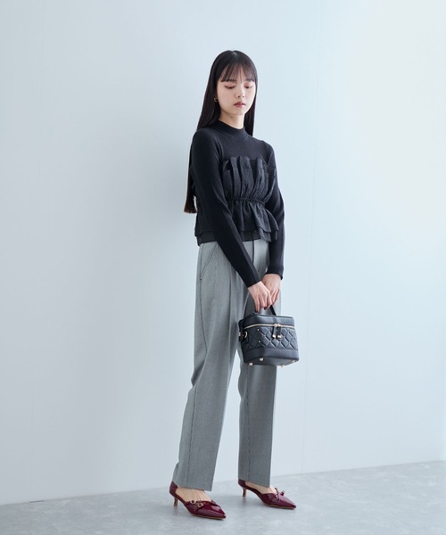 VIS（ビス）の「【美warm】ストレッチベルト付きハイウエストテーパードパンツ【アンチピリング/防シワ/洗える】（その他パンツ・レディース・ベージュ系その他/ブラウン系その他/チャコールグレー/ブラック系その他・SS/S/M/L）」の5枚目の写真