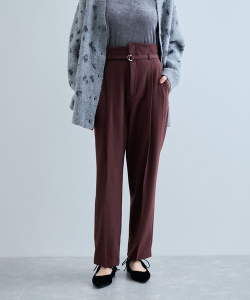 VIS（ビス）の「【美warm】ストレッチベルト付きハイウエストテーパードパンツ【アンチピリング/防シワ/洗える】（その他パンツ・レディース・ベージュ系その他/ブラウン系その他/チャコールグレー/ブラック系その他・SS/S/M/L）」の22枚目の写真