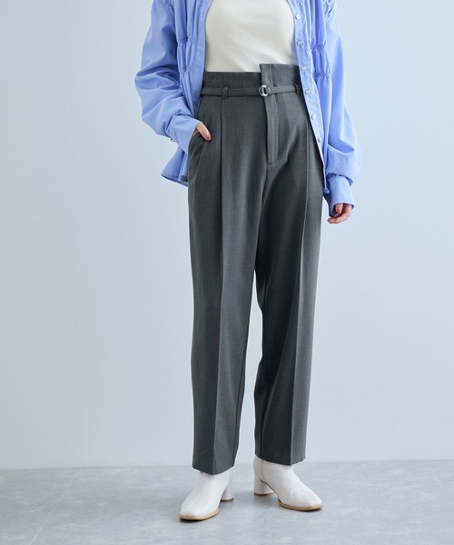 VIS（ビス）の「【美warm】ストレッチベルト付きハイウエストテーパードパンツ【アンチピリング/防シワ/洗える】（その他パンツ・レディース・ベージュ系その他/ブラウン系その他/チャコールグレー/ブラック系その他・SS/S/M/L）」の18枚目の写真