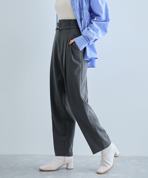 VIS（ビス）の「【美warm】ストレッチベルト付きハイウエストテーパードパンツ【アンチピリング/防シワ/洗える】（その他パンツ・レディース・ベージュ系その他/ブラウン系その他/チャコールグレー/ブラック系その他・SS/S/M/L）」の17枚目の写真