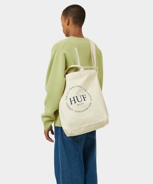 HUF(ハフ)の「FINE PRINT 2WAY TOTE BAG / HUF ハフ トートバッグ A4(トートバッグ・メンズ・ナチュラル/ブラック・ONE SIZE)」の11枚目の写真