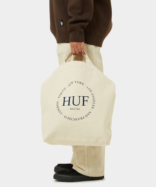 HUF(ハフ)の「FINE PRINT 2WAY TOTE BAG / HUF ハフ トートバッグ A4(トートバッグ・メンズ・ナチュラル/ブラック・ONE SIZE)」の16枚目の写真