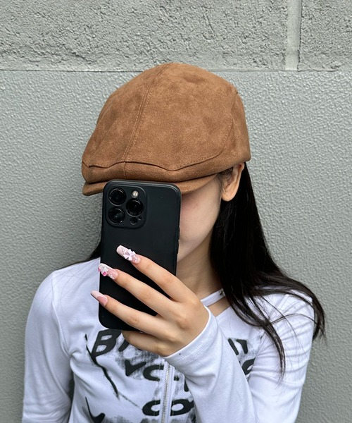 Figments（フィグメンツ）の「合皮起毛ハンチング（ハット・レディース・ブラウン・FREE）」の3枚目の写真