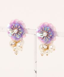 【katea.】スパンコールフラワービジューピアス