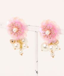 【katea.】スパンコールフラワービジューピアス