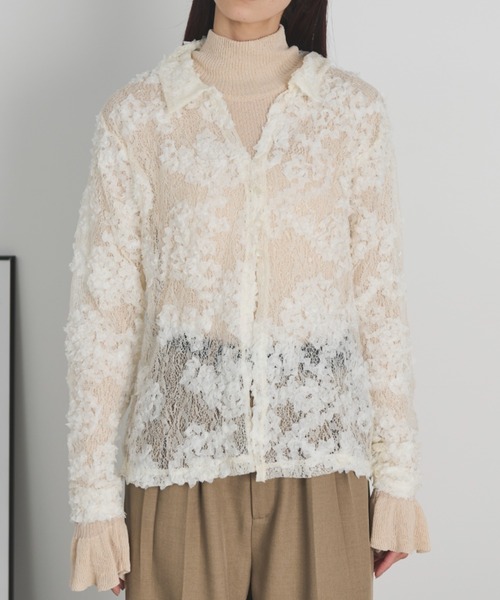 COVERT/コーベルト LACE RUCHED TOP レースブラウス AP STUDIO