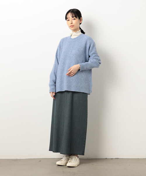 ONIGIRI（オニギリ）の「コットン ランダムリブ　ハイネックＴシャツ（長袖）（Tシャツ/カットソー・レディース・チャコール/イエロー/アイボリー/グリーン・FREE）」の7枚目の写真