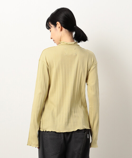 ONIGIRI（オニギリ）の「コットン ランダムリブ　ハイネックＴシャツ（長袖）（Tシャツ/カットソー・レディース・チャコール/イエロー/アイボリー/グリーン・FREE）」の22枚目の写真