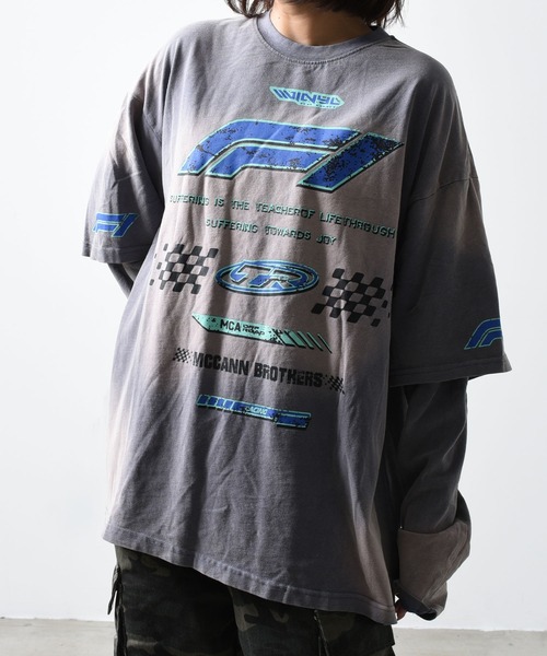 A'GEM/9 × .kom 『ARULE/アルール』レーシングプリントレイヤードロンTEE（Tシャツ/カットソー）｜ARULE（アリュール）