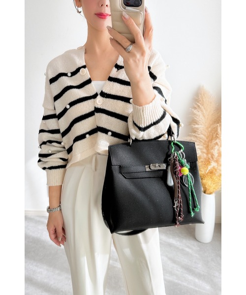 &. NOSTALGIA(アンドドットノスタルジア)の「【ZOZO限定】モヘアタッチパールカーディガン(カーディガン/ボレロ・レディース・ホワイト×ブラック/ライトグレー/ブラック・M)」の18枚目の写真