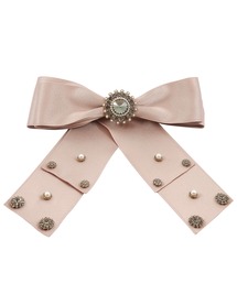 Mela Bianca（メラビアンカ）の「Mela Bianca/メラビアンカ 韓国 クリスタル パール サテン ビック リボン バレッタ ヘアクリップ ヘアピン ヘアアクセサリー Nerori  Barrette キーチャーム付き（バレッタ/ヘアクリップ）」