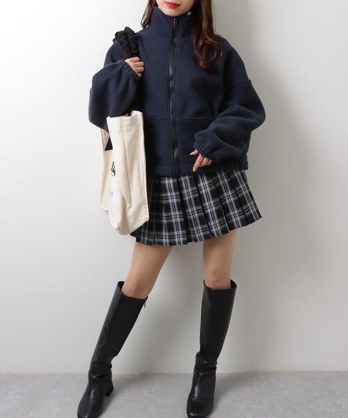 Lace Ladies(レースレディース)の「ボア フロントジップ パーカー ブルゾン ドロップショルダー トップス(ブルゾン・レディース・グレー/アイボリー/ネイビー・M/XL)」の4枚目の写真
