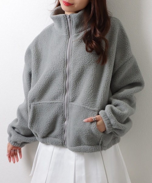 Lace Ladies(レースレディース)の「ボア フロントジップ パーカー ブルゾン ドロップショルダー トップス(ブルゾン・レディース・グレー/アイボリー/ネイビー・M/XL)」の12枚目の写真