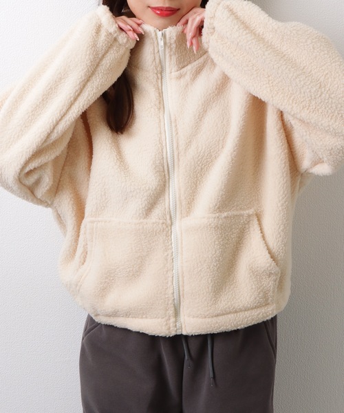 Lace Ladies(レースレディース)の「ボア フロントジップ パーカー ブルゾン ドロップショルダー トップス(ブルゾン・レディース・グレー/アイボリー/ネイビー・M/XL)」の14枚目の写真