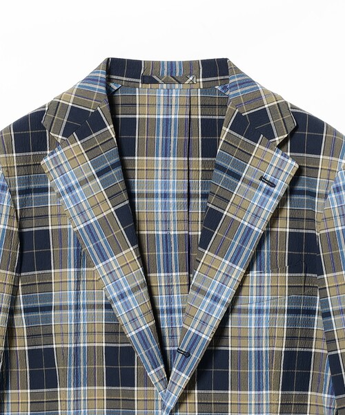 BEAMS F（ビームスエフ）の「NEW EASY ZANIERI タータンチェック シアサッカー ジャケット（その他アウター・メンズ・ネイビー・44/46/48/50/52）」の2枚目の写真