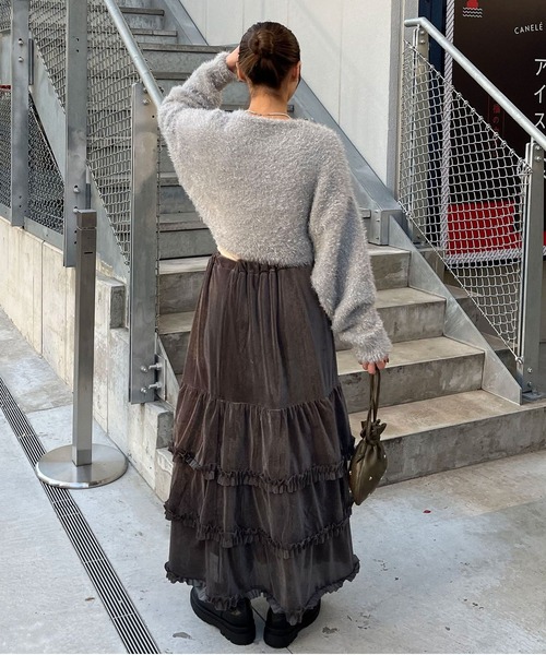 CIAOPANIC（チャオパニック）の「【WEB限定】ベロアチュールティアードスカート（スカート・レディース・グレー/アイボリー/ブラック/ブラウン・FREE）」の19枚目の写真