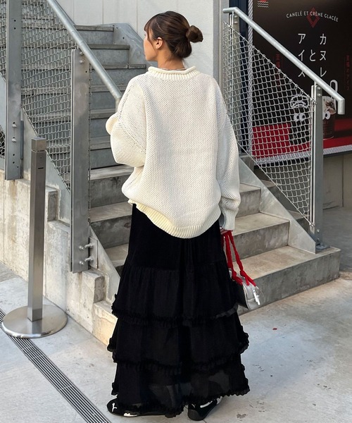 CIAOPANIC（チャオパニック）の「【WEB限定】ベロアチュールティアードスカート（スカート・レディース・グレー/アイボリー/ブラック/ブラウン・FREE）」の15枚目の写真