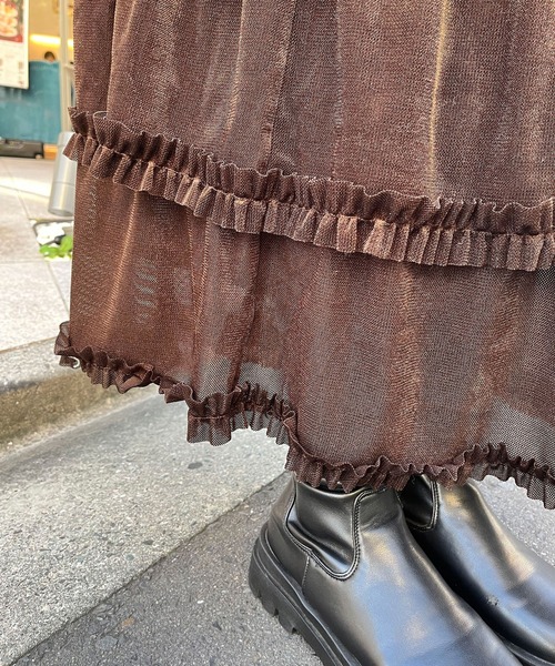 セール】【WEB限定】ベロアチュールティアードスカート（スカート