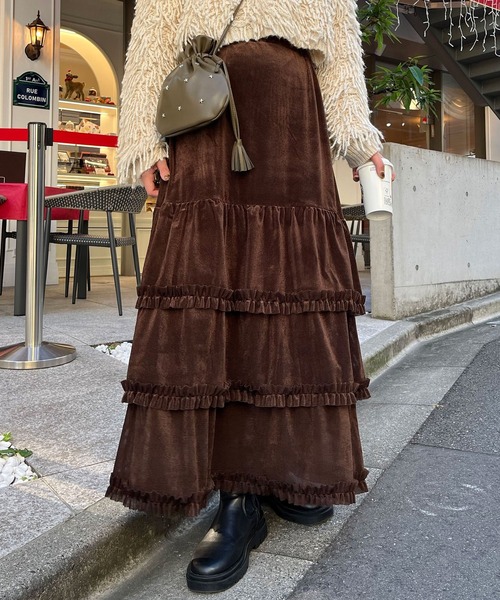 セール】【WEB限定】ベロアチュールティアードスカート（スカート