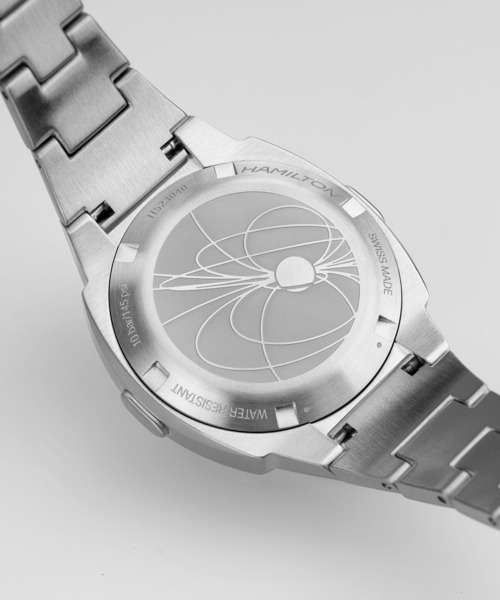 HAMILTON（ハミルトン）の「HAMILTON [ハミルトン] 腕時計 PSR （ピーエスアール） 74 クオーツ 30.90 mm x 25.60 mm  ブラック×シルバー（アナログ腕時計・メンズ・ブラック・FREE）」の7枚目の写真