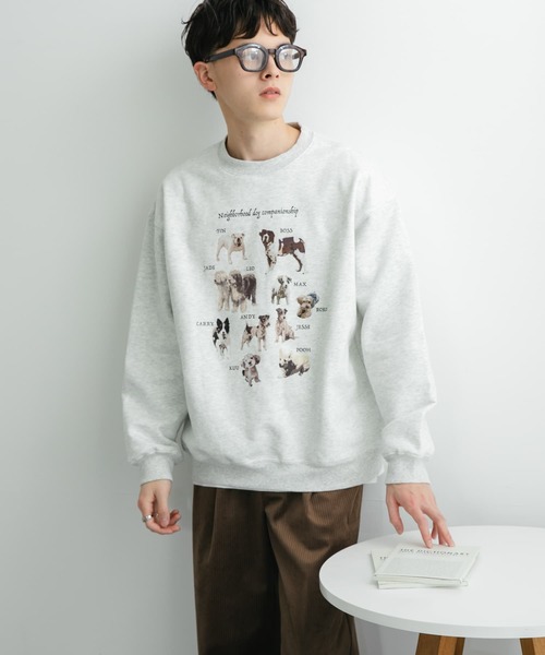 SENSE OF PLACE by URBAN RESEARCH（センスオブプレイスバイアーバンリサーチ）の「Dog Graphic Crew-neck Sweat（スウェット・メンズ・ライトグレー/ネイビー/レッド・MEDIUM/LARGE）」の5枚目の写真