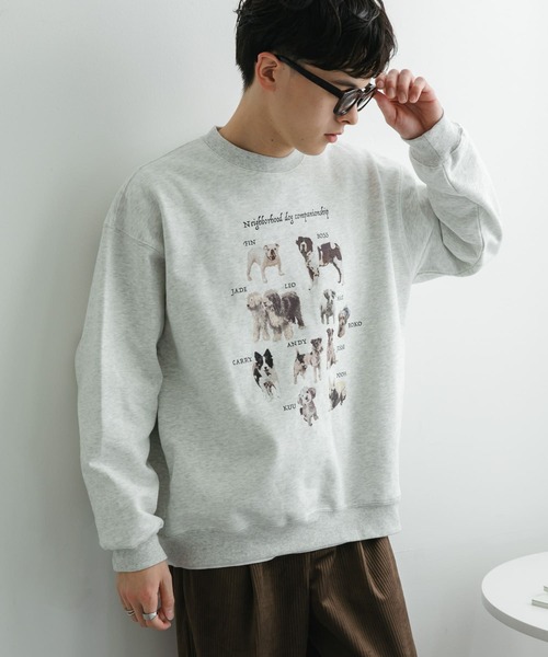 SENSE OF PLACE by URBAN RESEARCH（センスオブプレイスバイアーバンリサーチ）の「Dog Graphic Crew-neck Sweat（スウェット・メンズ・ライトグレー/ネイビー/レッド・MEDIUM/LARGE）」の8枚目の写真