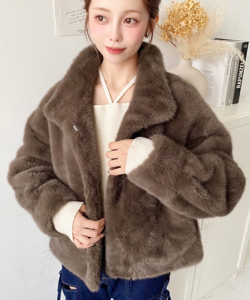 LOULOU select(ルルセレクト)の「スタンドカラーレオパード柄ファーブルゾン(ブルゾン・レディース・ブラウン/レオパード/アイボリー/ブラック・M/FREE)」の13枚目の写真