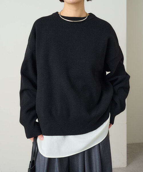 【セール】スムースクルーニット（ニット/セーター）｜Omekashi（オメカシ）