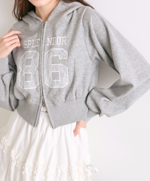 OLIVE des OLIVE（オリーブデオリーブ）の「ナンバリングパーカー（パーカー・レディース・ピンク/オフホワイト/トップグレー・FREE）」の4枚目の写真