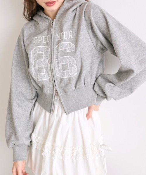 OLIVE des OLIVE（オリーブデオリーブ）の「ナンバリングパーカー（パーカー・レディース・ピンク/オフホワイト/トップグレー・FREE）」の5枚目の写真