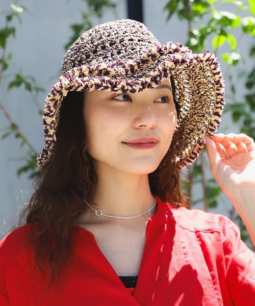 Ray BEAMS(レイビームス)の「【別注】Casselini / ぺーパー フリンジ ハット(ハット・レディース・パープル/ナチュラル・ONE SIZE)」の3枚目の写真