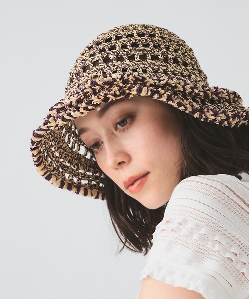 Ray BEAMS(レイビームス)の「【別注】Casselini / ぺーパー フリンジ ハット(ハット・レディース・パープル/ナチュラル・ONE SIZE)」の4枚目の写真