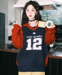 WESTBOY | ナンバリング Vネックセーター WO25S2TP03【WB ORIGINALS】(ニット/セーター)