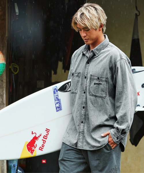 Quiksilver(クイックシルバー)の「SHORE WASH SHIRTS /クイックシルバーウォッシュ加工ロゴ刺繍シャツ(シャツ/ブラウス・メンズ・ブルー/ブラック・MEDIUM/SMALL/LARGE/X-LARGE)」の14枚目の写真