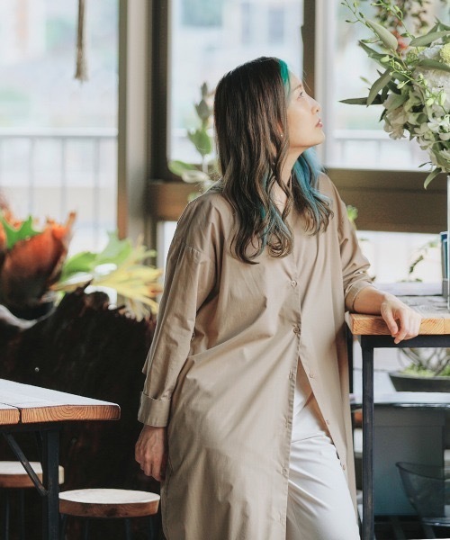 Bou Jeloud（ブージュルード）の「【はあちゅう×BouJeloud】２wayバックフレアシャツワンピース（シャツワンピース・レディース・ネイビー/ベージュ・FREE）」の14枚目の写真