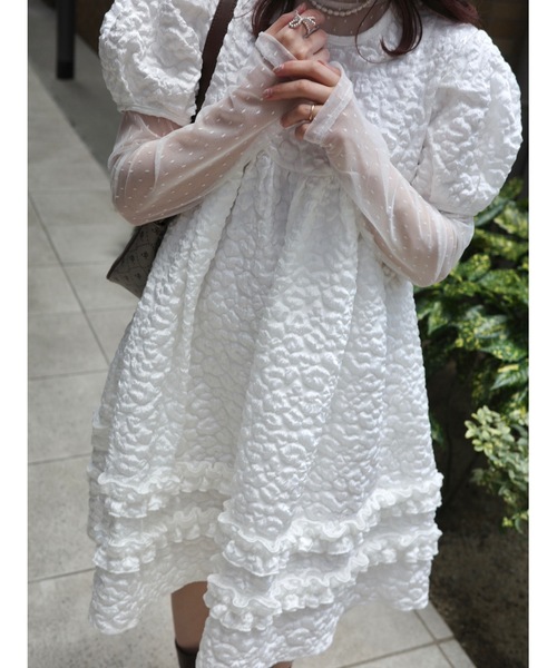 JUMELLE(ジュメロ)の「【25SS/新作】jacquard mini op(ワンピース・レディース・ホワイト/ブラック・FREE)」の4枚目の写真