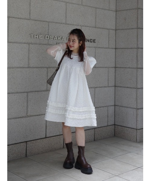 JUMELLE(ジュメロ)の「【25SS/新作】jacquard mini op(ワンピース・レディース・ホワイト/ブラック・FREE)」の5枚目の写真
