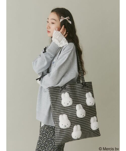 merry jenny（メリージェニー）の「ギンガムもこもこmiffyトート　/　ギンガムもこもこミッフィートート（トートバッグ・レディース・ブラック/ブルー/レッド・FREE）」の5枚目の写真
