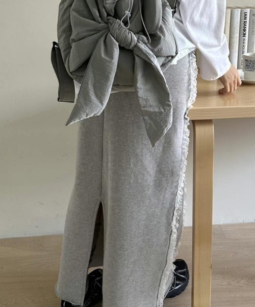 Teem Store(チームストア)の「フリルレース スウェットロングスカート(スカート・レディース・グレー/ブラック・F)」の17枚目の写真
