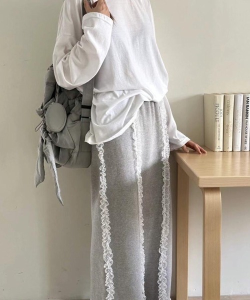Teem Store(チームストア)の「フリルレース スウェットロングスカート(スカート・レディース・グレー/ブラック・F)」の18枚目の写真