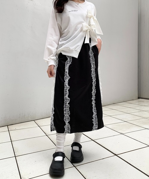 Teem Store(チームストア)の「フリルレース スウェットロングスカート(スカート・レディース・グレー/ブラック・F)」の22枚目の写真